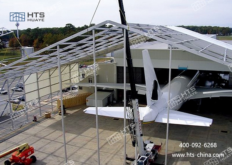 飛機(jī)機(jī)庫(kù)篷房可按需搭建合適規(guī)模的機(jī)庫(kù)，避免空間閑置